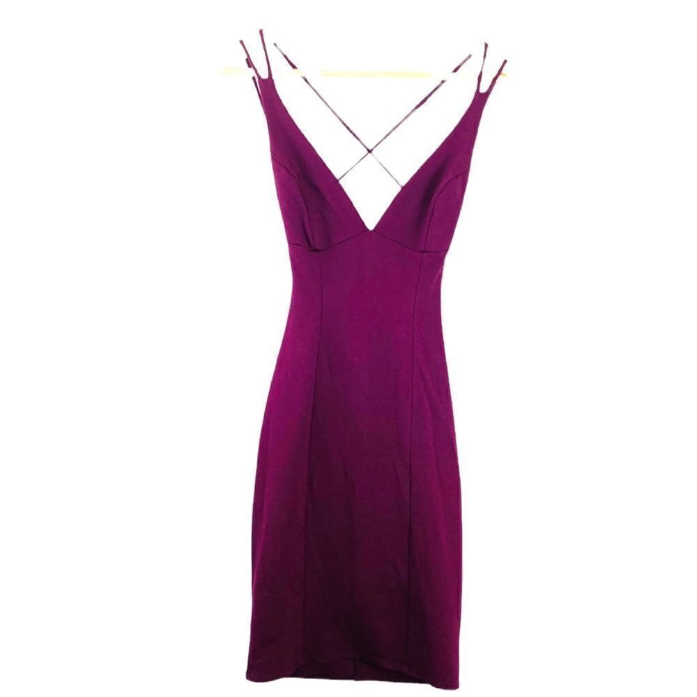 Solemio Los Angeles maroon strappy bodycon dress